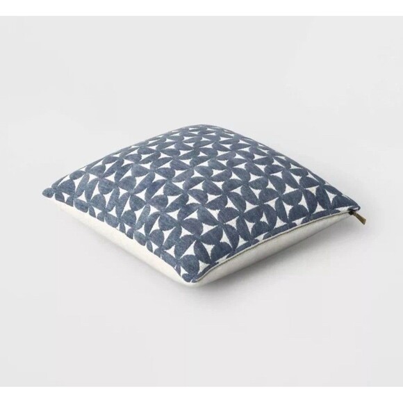 Velvet Jacquard Geo Square Throw Pillow - Teal Blue  - Threshold NEW - Picture 2 of 5